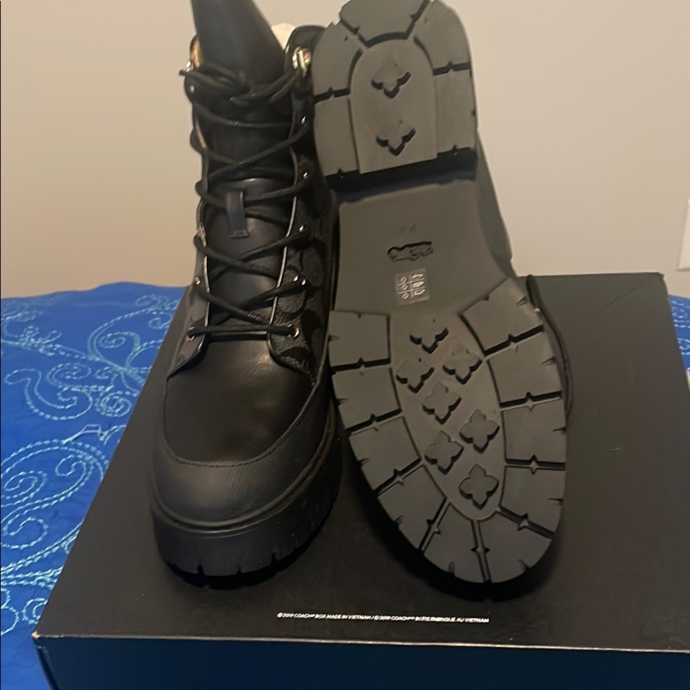 Coach Black Ankle Boots Rugged Design